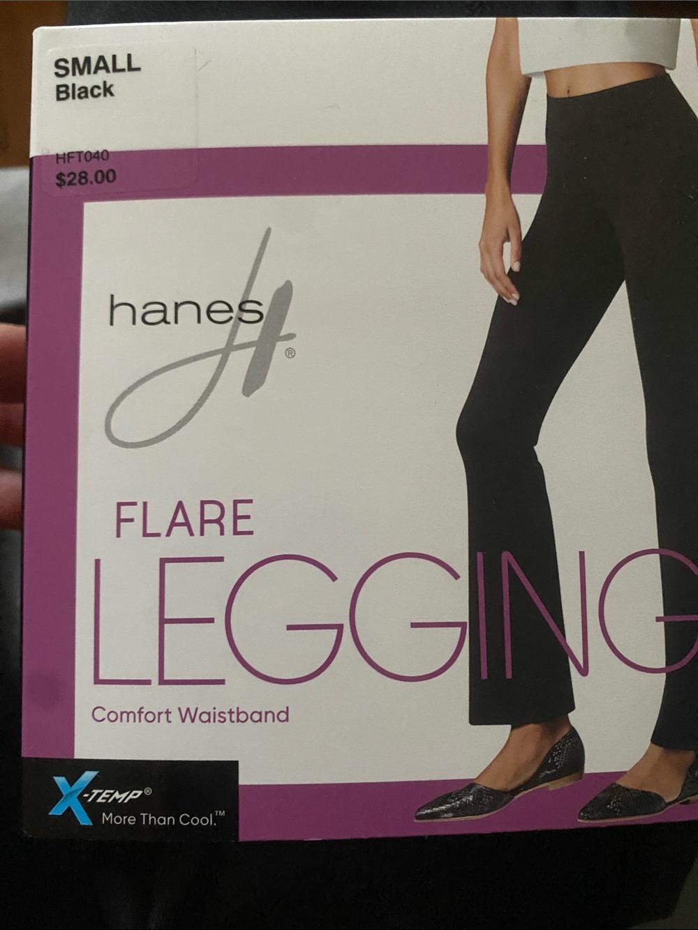 Hanes Black Flare Leggings with Comfort Waistband NWT !